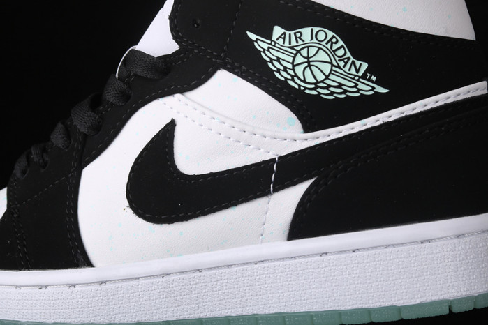 air jordan 1 mid white black teal tint (gs) bq6931-103