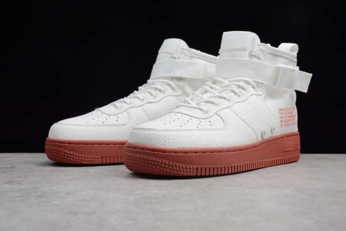 nike sf air force 1 mid "red ivory" white mens - 917753-100